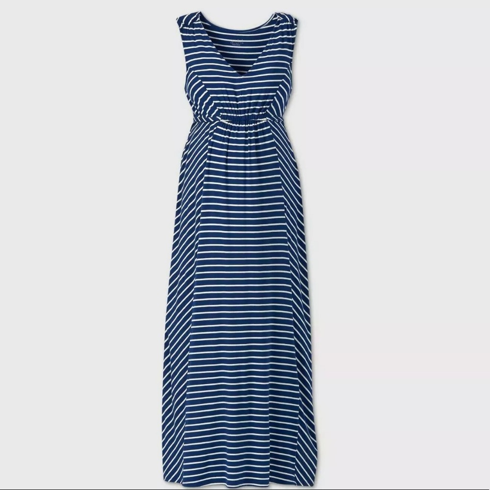 Isabel by Ingrid Striped Tank Maternity Dress Blue - Picture 13 of 13